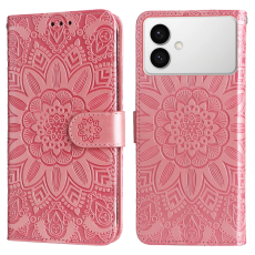 A-One Brand - Galaxy S26 Edge Plånboksfodral Sunflower Imprint Läder - Rosa