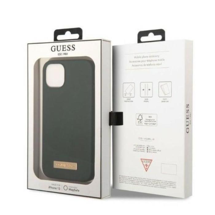 Guess - Guess iPhone 13 Skal MagSafe Silicone Logo Plate - Khaki