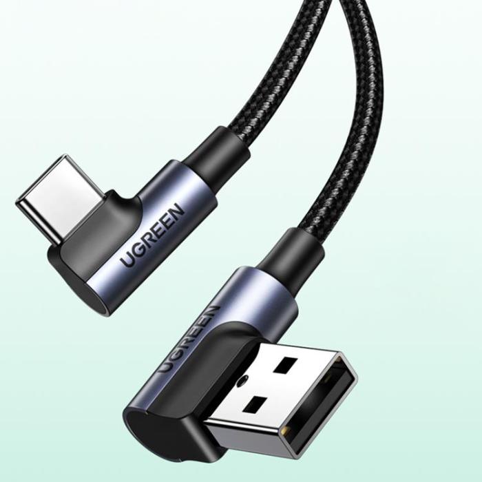 Ugreen - Ugreen 90° Angled USB-C till USB-A kabel 3m - Svart