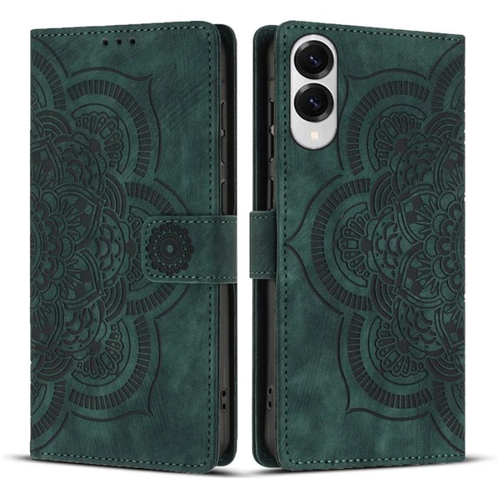 WANLONFENG - WANLONFENG Galaxy S25 Edge Plånboksfodral Mandala - Grön