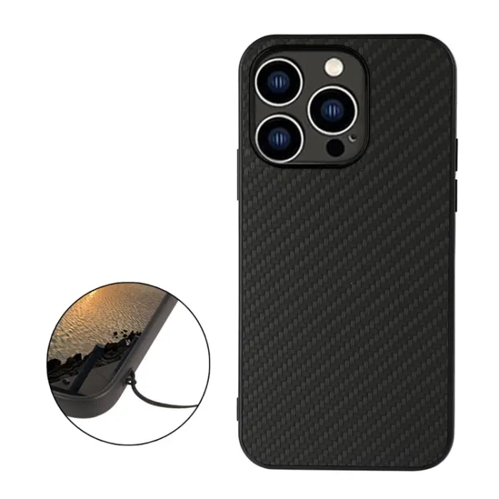OEM - iPhone 15 Pro Max Mobilskal Carbon Fiber - Svart