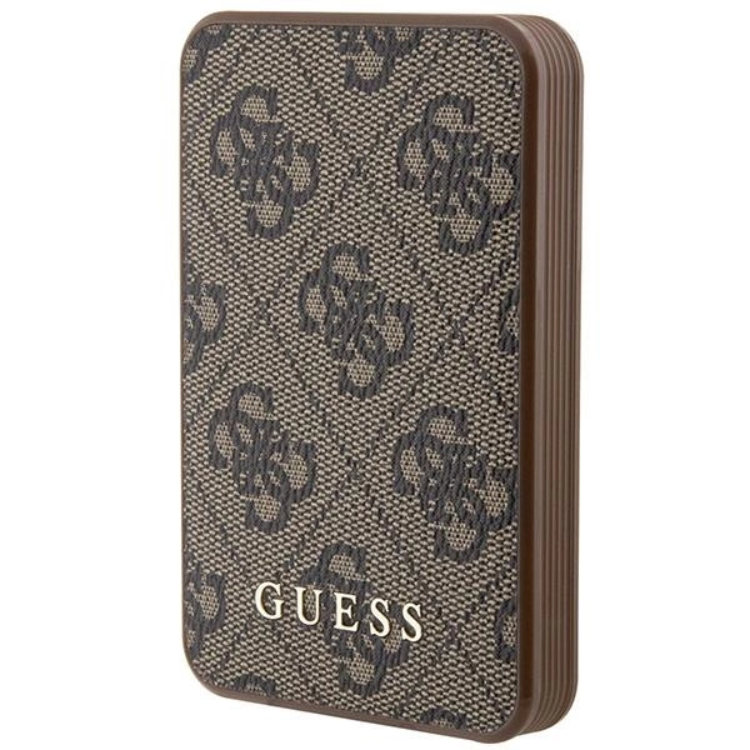 Guess Powerbank 5000mAh 15W Läder Metal Logo - Brun | 505295 | AlltMobil