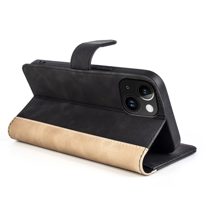 Taltech - iPhone 15 Plus Plånboksfodral Vågigt - Svart