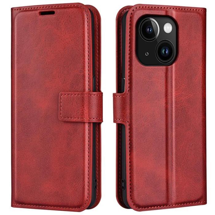 OEM - iPhone 15 Plus Plånboksfodral Calf Flip Folio - Röd