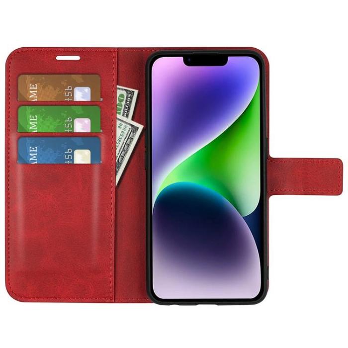 OEM - iPhone 15 Plus Plånboksfodral Calf Flip Folio - Röd