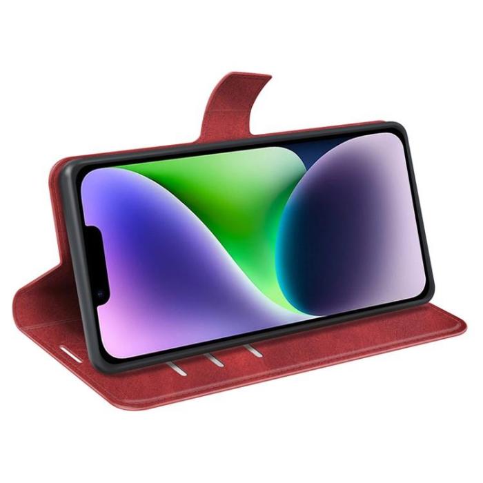 OEM - iPhone 15 Plus Plånboksfodral Calf Flip Folio - Röd