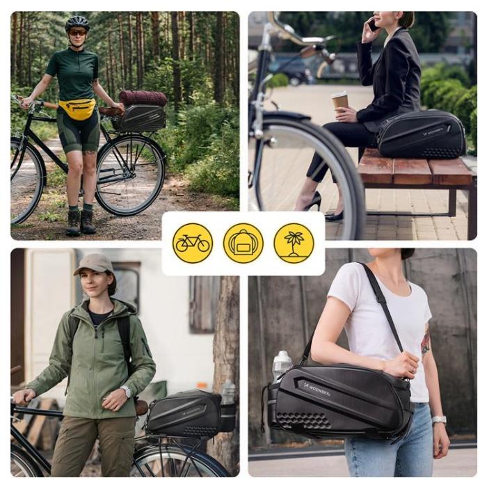 Wozinsky - Wozinsky Cykelbagageväska med Lång Rem och Expanderbara Sidofickor - Svart