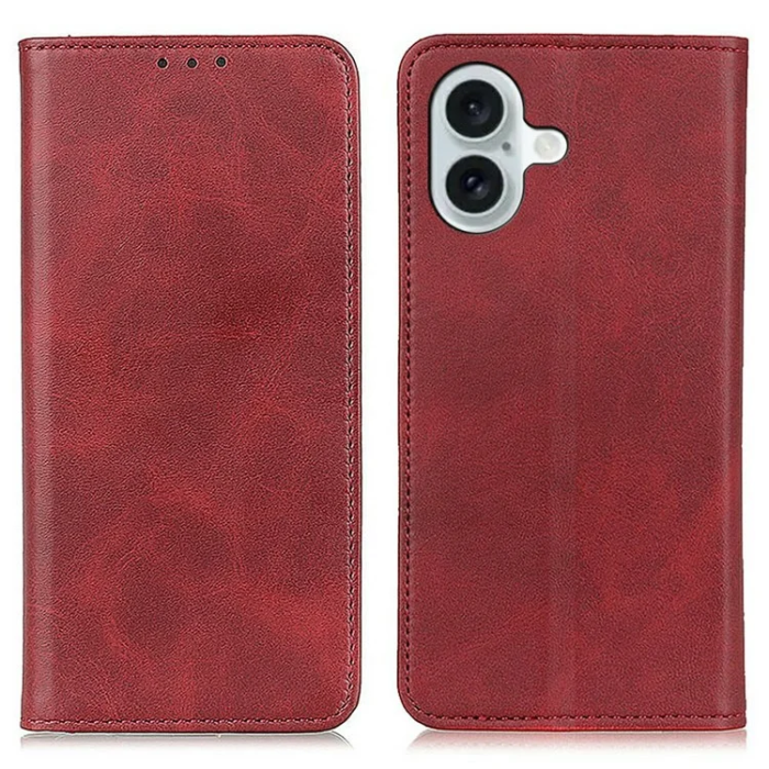 A-One Brand - iPhone 17 Plånboksfodral Äkta läder - Röd