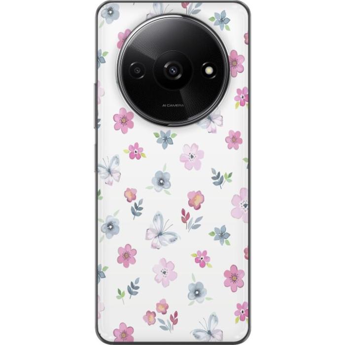 iSecrets - Genomskinligt Skal kompatibel med Xiaomi Redmi A3 med Blommor och fjärillar