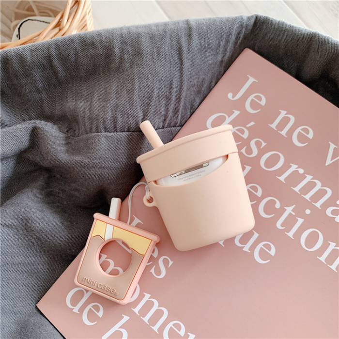 OEM - AirPods 1/2 Skal Boba Milk Tea Silikon - Orange
