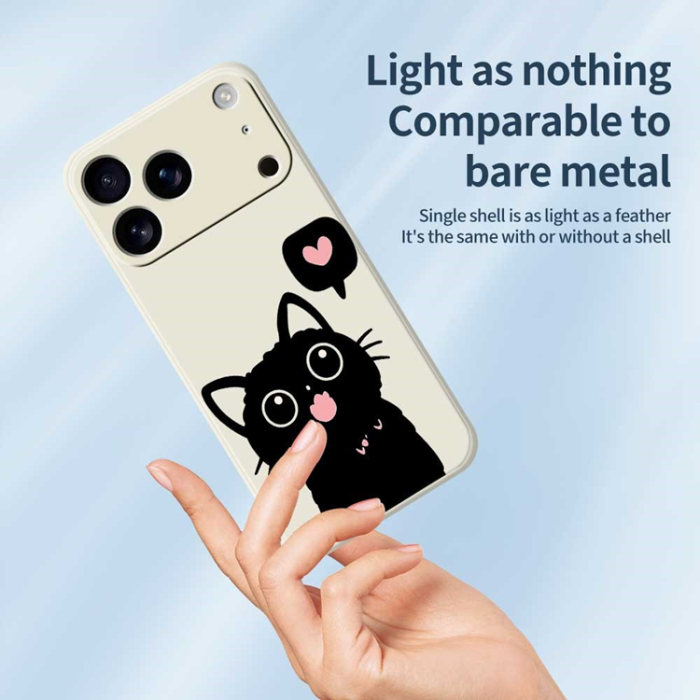 A-One Brand - iPhone 17 Pro Mobilskal Love Black Cat Pattern - Beige