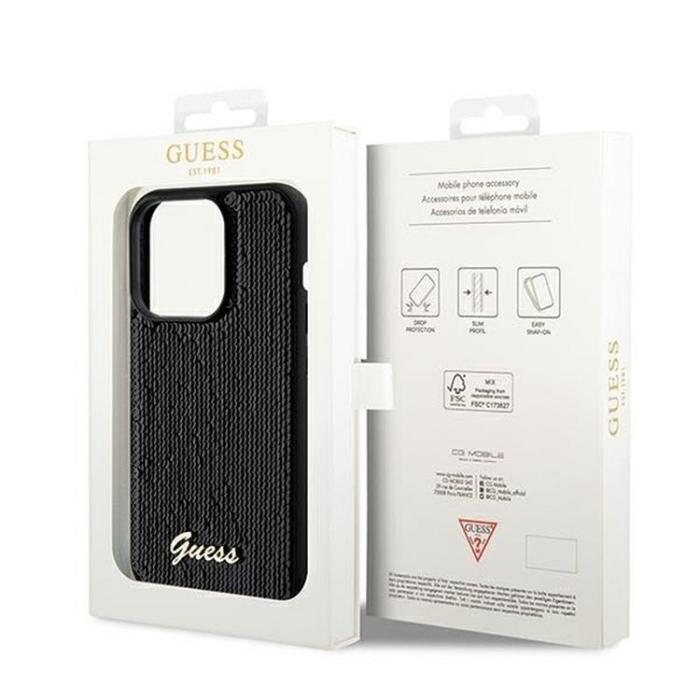 Guess - Guess iPhone 14 Pro Mobilskal Disco Script Metal - Svart