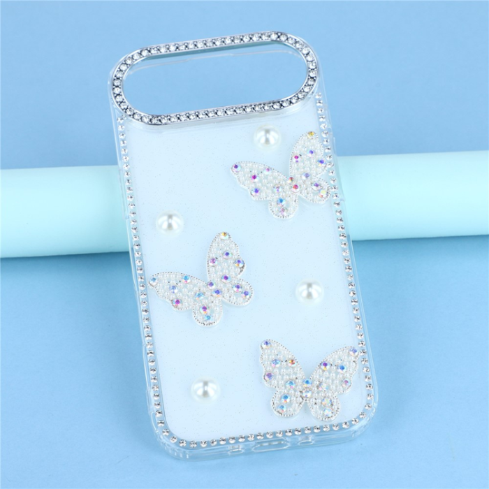 A-One Brand - iPhone Air Mobilskal Rhinestone Edge Pearl Butterfly