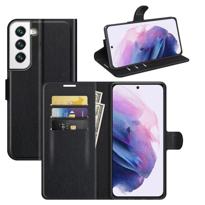 A-One Brand - Litchi Magnetic Fodral Galaxy S22 5G - Svart