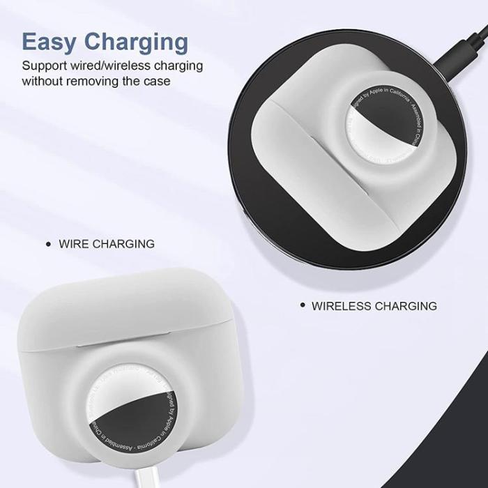 OEM - 2-in-1 Silicone Skal Airpods Pro med Airtag - Vit