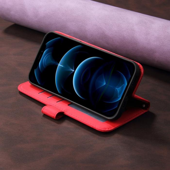 OEM - Samsung Galaxy S26 Ultra Fodral Äkta Läder Ställ med Rem - Röd