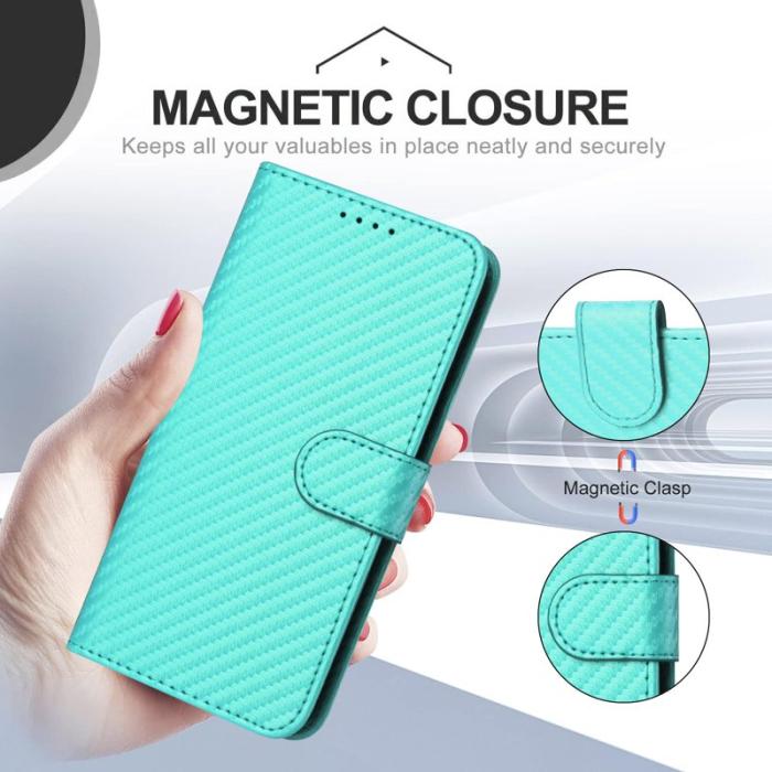 OEM - Samsung Galaxy S26 Pro Plånboksfodral Konstläder Carbonfiber - Ljusblå