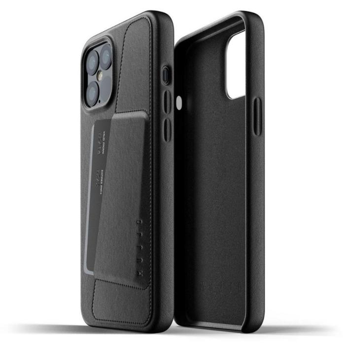 UTGATT4 - Mujjo Full Leather Wallet Case iPhone 12 Pro Max - Svart