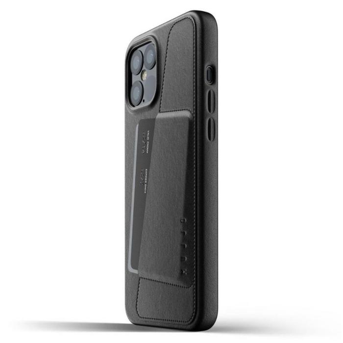 UTGATT4 - Mujjo Full Leather Wallet Case iPhone 12 Pro Max - Svart