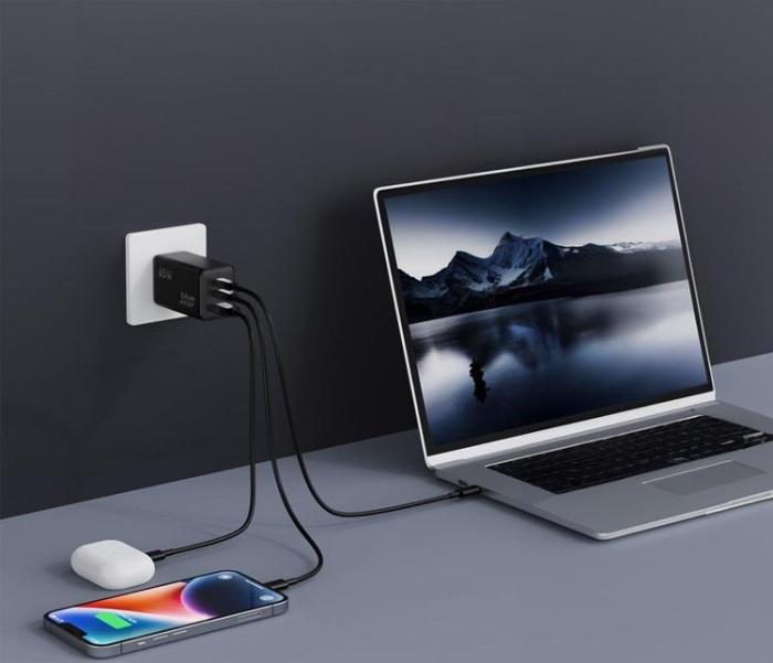 Blue Star - BLUE STAR Snabbladdare 65W 2x USB-C/USB-A PD QC GaN 4A Svart
