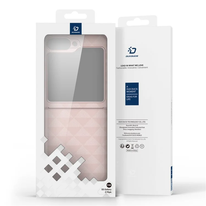 Dux Ducis - Dux Ducis Galaxy Z Flip 6 Mobilskal Fitt Rhombus Läder - Rosa