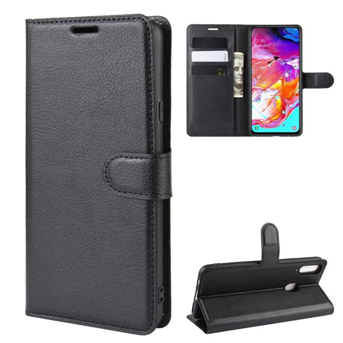 OEM - Litchi Plånboksfodral Samsung Galaxy A20s - Svart
