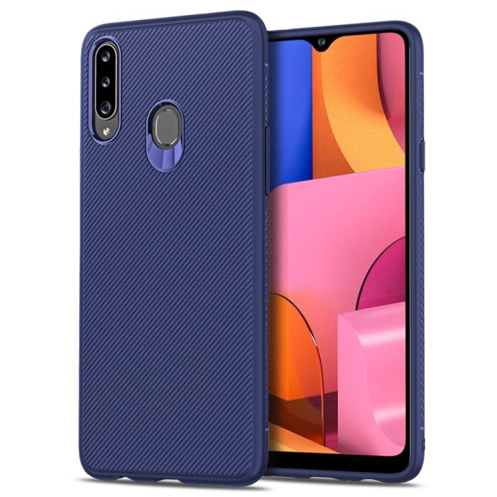 UTGATT1 - Jazz Twill Mobilskal Samsung Galaxy A20s - Blå