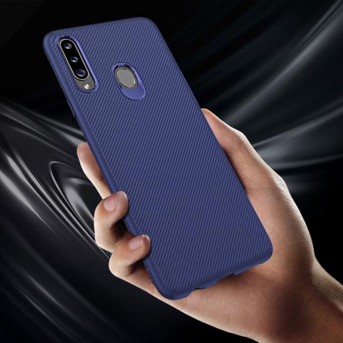 UTGATT1 - Jazz Twill Mobilskal Samsung Galaxy A20s - Blå
