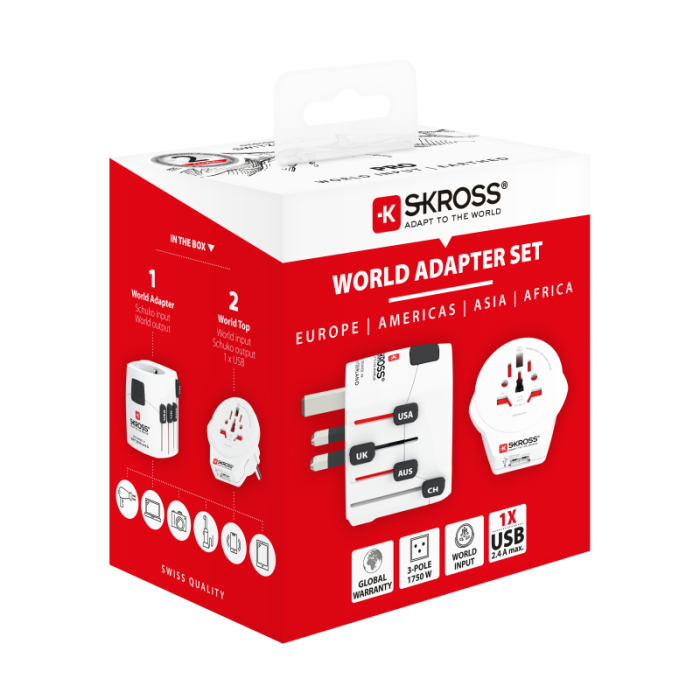 UTGATT1 - Skross Pro World Adapter Set med USB