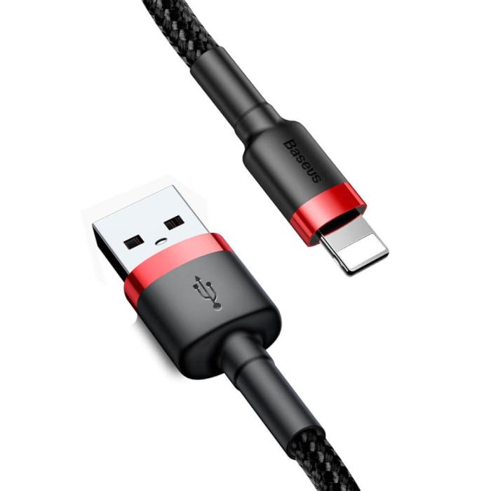 BASEUS - Baseus Cafule USB-A till Lightning kabel QC3.0 2A 3m Svart-Röd