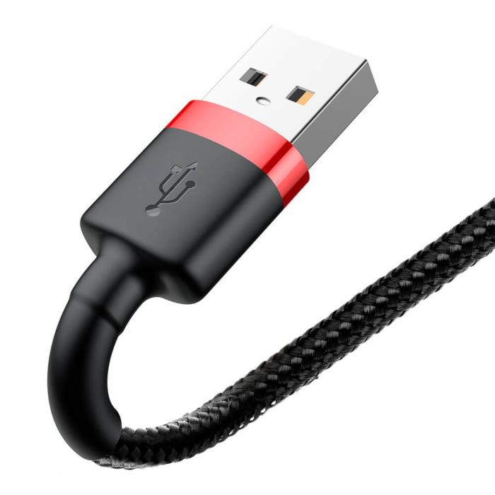 BASEUS - Baseus Cafule USB-A till Lightning kabel QC3.0 2A 3m Svart-Röd