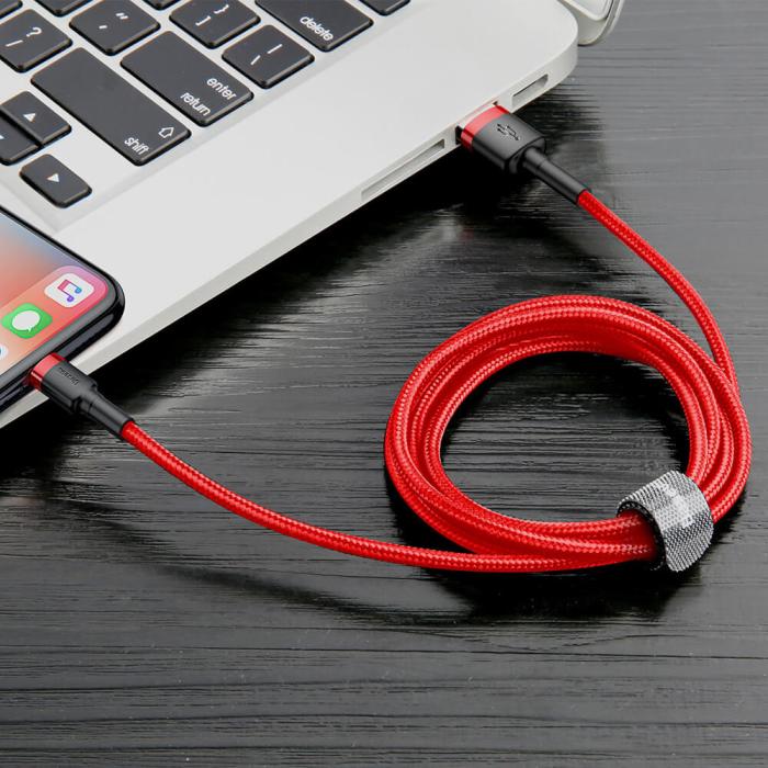 BASEUS - Baseus Cafule USB-A till Lightning kabel QC 3.0 1.5 A 2m Röd