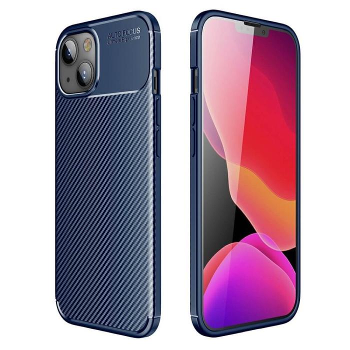 OEM - Carbon Fiber mobilskal till Apple iPhone 13 Mini - Blå