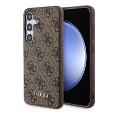 Guess - Guess Mobilskal till Galaxy S24 MagSafe 4G Metal Gold Logo - Brun