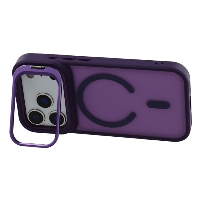 A-One Brand - iPhone 17 Pro Max Mobilskal MagSafe Lins Kickstand - Mörklila