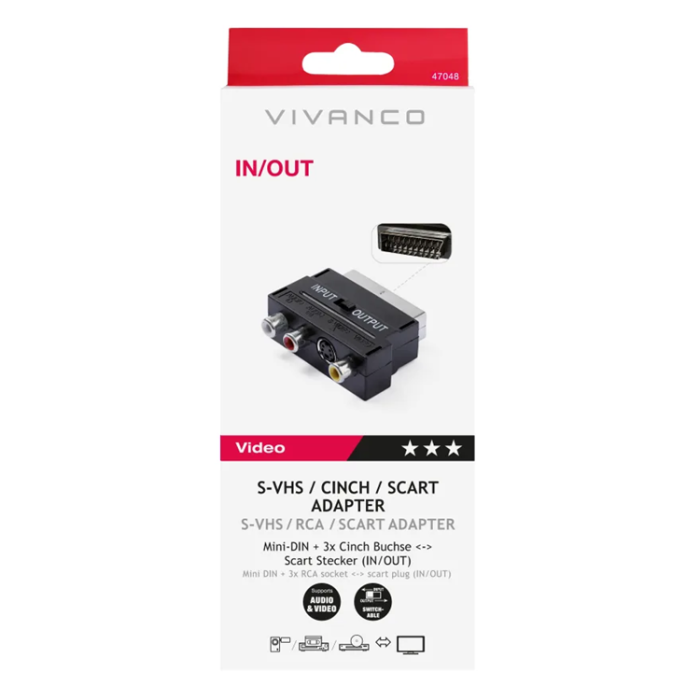 UTGATT1 - Vivanco Adapter Scart SVHS + Phono - Svart