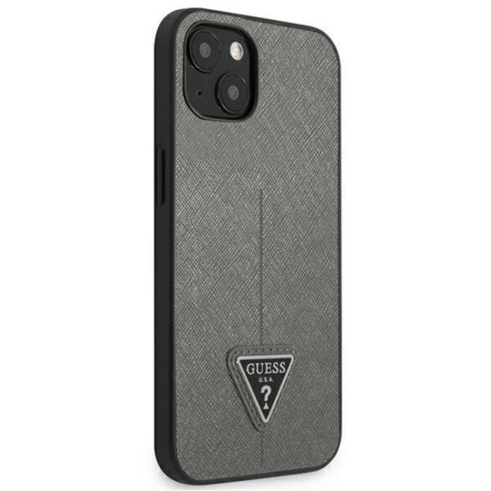 Guess - Guess iPhone 13 Mini Skal Saffiano Triangle Logo - Silver