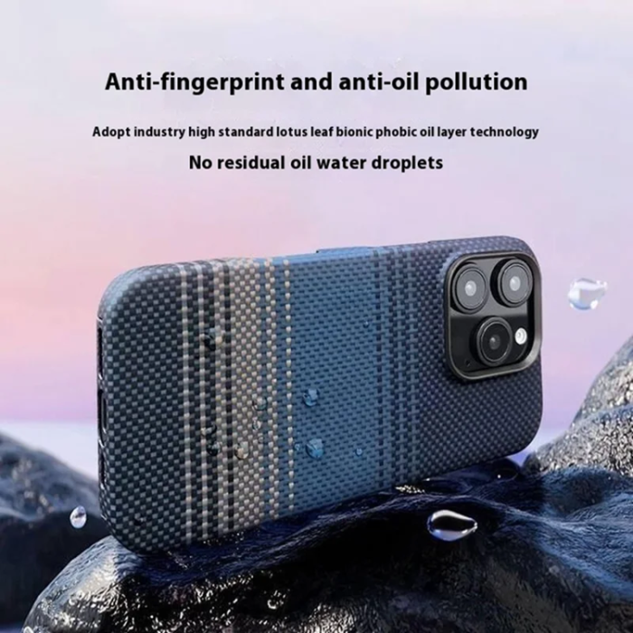 A-One Brand - iPhone 16 Pro Max Mobilskal Magsafe Aramid Fiber Gradient - Blå