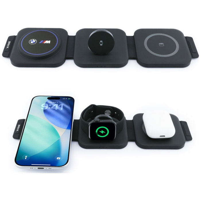 BMW - BMW 3-in-1 Trådlös Laddare iPhone, Apple Watch, AirPods - Blå