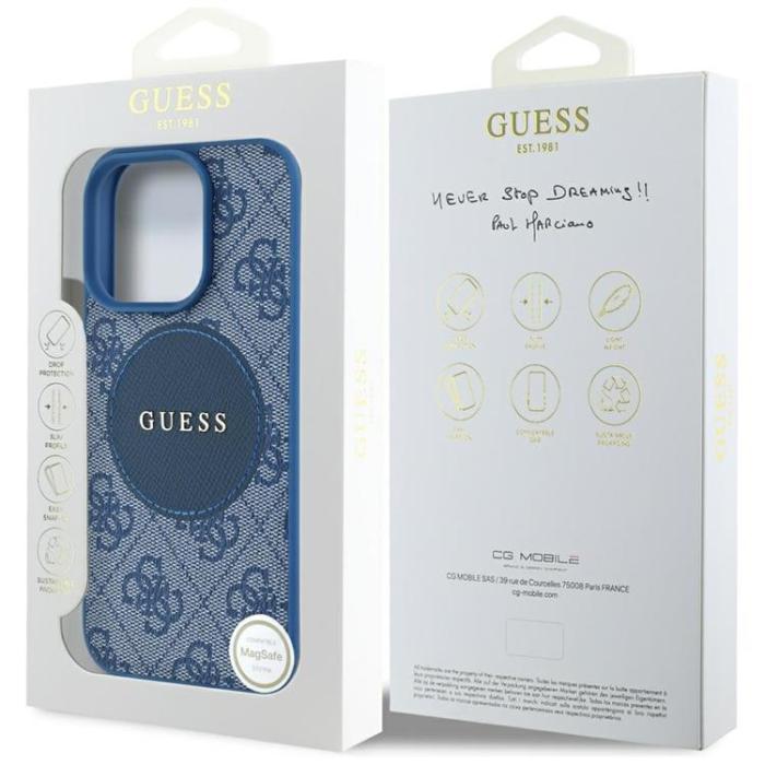 Guess - Guess iPhone 16 Pro Max Mobilskal MagSafe 4G Circle - Blå