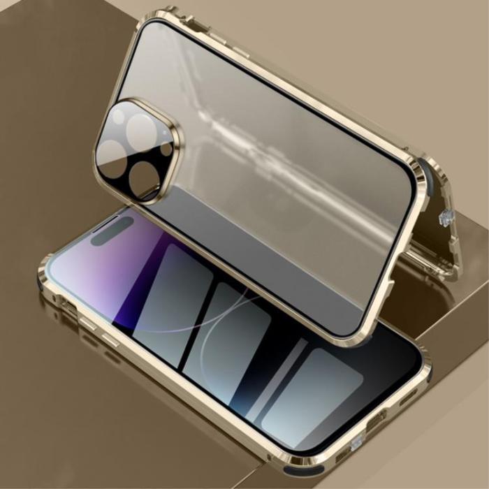A-One Brand - iPhone 14 Pro Max Skal Anti-Spy Metall Magnetic - Guld