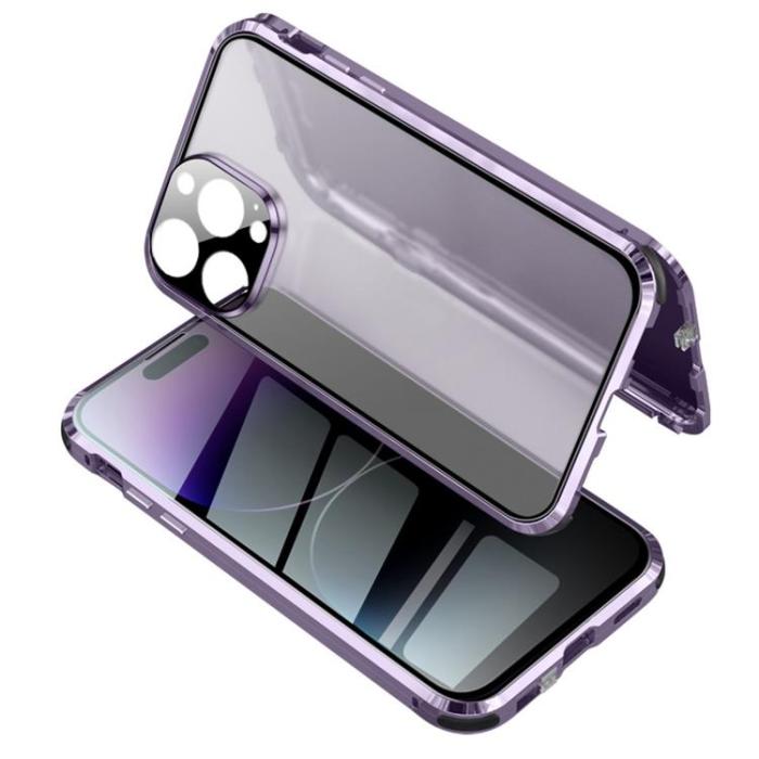 A-One Brand - iPhone 14 Pro Max Skal Anti-Spy Metall Magnetic - Lila