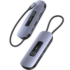 USAMS - USAMS 6in1 Adapter Hubb 100W 2xUSB-A USB-C, HDMI, TF, SD - Grå
