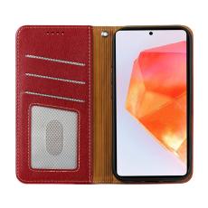 OEM - Samsung Galaxy A37 Fodral &Auml;kta L&auml;der RFID Skydd - R&ouml;d
