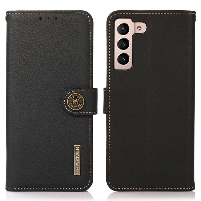KHAZNEH - KHAZNEH Galaxy S23 Plånboksfodral Äkta Läder RFID - Svart