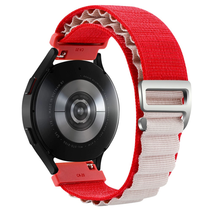KALEBOL - Kalebol Galaxy Watch 6/6 Classic Armband Nylon - Vit/Röd