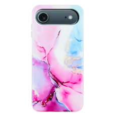 A-One Brand - iPhone Air Mobilskal Marble Pattern Painted TPU - Rosa/Blå