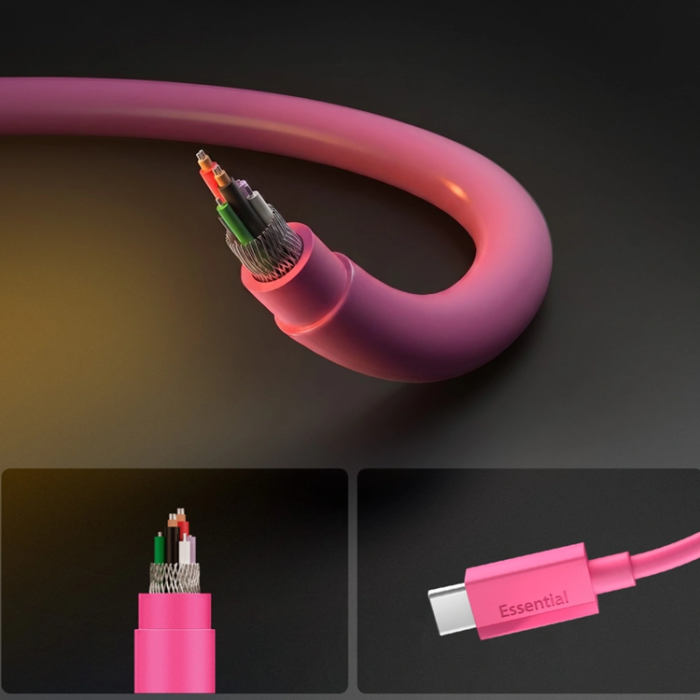 Spigen - Spigen USB-C till USB-C Kabel EB6010CC Essential 1m 60W - Rosa