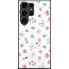 Gustaf - Mobilskal till Samsung Galaxy S24 Ultra med Blommor och fj&auml;rillar
