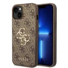 Guess - Guess Mobilskal till iPhone 15 Big Metall Logo - Brun